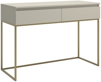 Selsey 'Bemmi' Schminktisch Schreibtisch, greige mit goldenem Metallgestell, ca. 80 x 120 x 50 cm