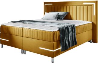 Boxspringbett Tasurto 3 LED, Gelb, 160x200 cm