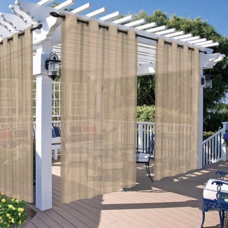 BTTO V&G Outdoorvorhang Wasserdichter Gardinen,Balkon Vorhang,Outdoor Vorhang mit Ösen, (4 St), Transparenter Terrassenvorhang