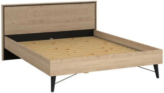 Dmora Doppelbett Kintamo, Struktur des Container-Betts, Sommier mit Verkleidung, Matratzenhalterstruktur, 207x173 h91 cm, helle Eiche