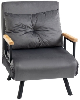 HOMCOM Sessel 2-in-1 Schlafsessel Gästebett, verstellbare Kopfstütze Samtd-Optik (Relaxsessel, 1-St, Schlafsofa), mit Samtoptik, Dunkelgrau, 63 x 73 x 81 cm