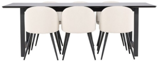 ebuy24 Essgruppe Oslo Essgruppe Esstisch 100x220cm schwarz und 6 Sk, (7-tlg)