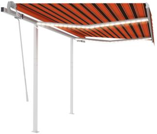 vidaXL Markise Manuell Einziehbar mit LED 3x2,5 m Orange und Braun 3069905