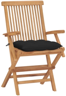 vidaXL Gartenstühle mit Schwarzen Kissen 4 Stk. Massivholz Teak 3065639