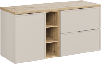 Badmöbel-Set 120 cm mit Tischplatte (46x120cm), Kaschmir matt,Eiche Artisan