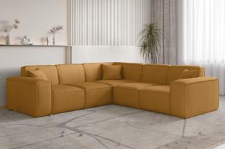 Ecksofa Designersofa CELES PREMIUM in Stoff Scala Senfgelb Seite Universal