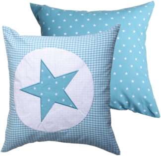 Dekokissenhülle 40x40 cm mit modernem Muster, beidseitig verwendbar in verschiedenen Farben aus 100% Baumwolle Türkis