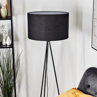 hofstein Stehlampe Stehlampe aus Metall im modernen Design mit Schirm aus Stoff, ohne Leuchtmittel, Stehleuchte mit Schirm aus Stoff und Fußschalter, Ø 50 cm, 158 cm, E27