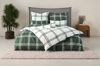 my home Wendebettwäsche Karo, Linon, 2 teilig, karierte Bettwäsche aus Baumwolle, Bettwäsche mit Wendeoptik