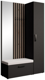 Beautysofa Garderobenschrank mit großem Spiegel und Kleiderstange MARGARET II+IV ein hoher eintüriger Kleiderschrank und ein komfortabler Schuhschrank