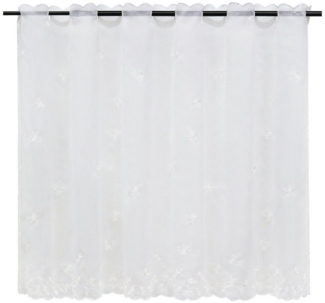 Joyswahl Scheibengardine (1 St), Stangendurchzug, transparent, Stickerei, Landhaus Bistrogardine,Küche, Bestickt Voile Blumen