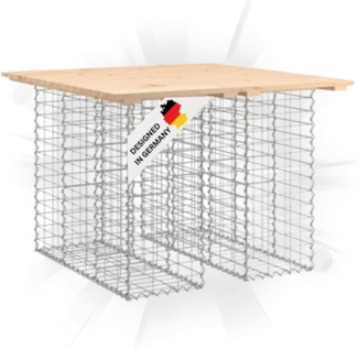 DELUKE® Gartenbank Gabionen TELLE aus Stahl 100x102x72cm Kiefernholz Natur, 30cm Gabionenbreite Gabionenbank Gartentisch aus Gabionen Steinkorb Gabionengitter Ziergabione Drahtkorb befüllbar