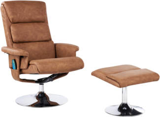 Massagestuhl LEGEND mit Fußstütze Kunstleder Braun