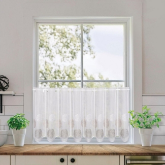 Gerster Scheibengardine Elena (1 St), Durchzuglöcher, transparent, Voile, SB-Stickereibistro "Elena" mit Kreisen