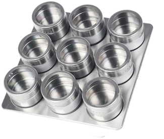 10tlg Edelstahl Metallic Gewürzdosenset Gewurzregal Salz Pfeffer Küche Gewürz Behälter Silber