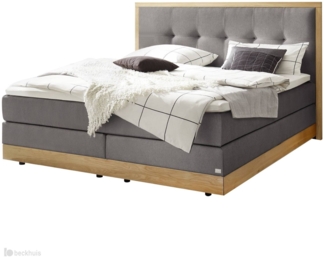 Alba Boxspringbett grau Eiche Massivholz 206cm x 208cm x 125cm