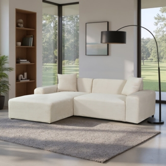 HOME DELUXE Ecksofa AMELIO Cord Beige Links - 240x178 cm