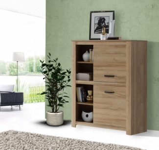 Stauraumschrank Highboard Mehrzweckschrank Alteiche 112cm