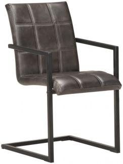 vidaXL Freischwinger 6 Stk. Grau Echtleder [3059814]