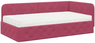 vidaXL Eckbettgestell mit Matratze Weinrot 100x200 cm Samt 3394096