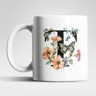 WS-Trend Tasse Name A bis Z Blumen Schmetterlinge Kaffeetasse Teetasse Geschenkidee, Keramik