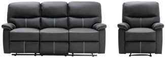 Vente-unique - Couchgarnitur Relax 3+1 - Kunstleder - Schwarz - CANBY