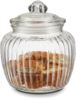 KHG Bonbonglas 18 cm Höhe, Kapazität 3 Liter, mit Deckel, Candy Bar Glas luftdicht, Vorratsglas Süßigkeiten, Bonbons & Cookies, Küchenglas geriffelt mit Knopfgriff