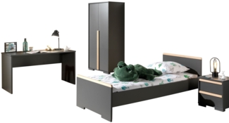 Jugendzimmer Set Kariotta Möbelset Holzwerkstoff Anthrazit/Buche