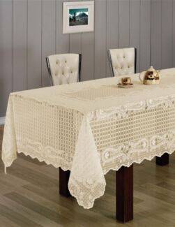 Evlen Home Collection Dulcia Masa Örtüsü Tischdecke Modern 160x220cm in Creme