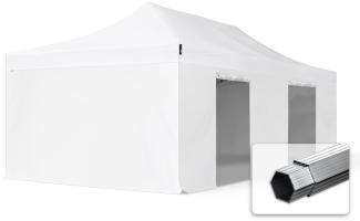 4x8 m Faltpavillon, PROFESSIONAL Alu 50mm, feuersicher, Seitenteile ohne Fenster, weiß