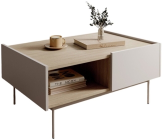 Compleo Couchtisch ZOTI mit 2 Schubladen, Scandi, Füße aus Metall
