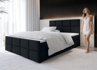 AX LIVING Boxspringbett Schwarz Aleyna Bett 160 x 200 mit Bettkasten