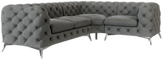 S-Style Möbel Ecksofa Chesterfield Kalina mit Silber Metall Füßen, mit Wellenfederung