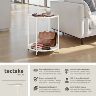 tectake Beistelltisch Oxford (1-St, 1 tlg), Abnehmbare Ablageflächen in Tablettform mit schützendem Rand