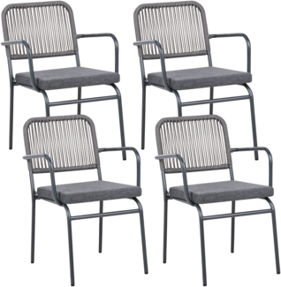 Set mit 4 Stühlen und Sitzkissen TACENO Metall Grau