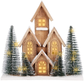 Spetebo Weihnachtsdorf LED Häuserzeile mit Timer 32 x 30 cm warm weiß, mit Timer Funktion
