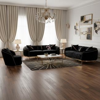 Palms-Store Sofa -Set MIRA mit Knopfheftung in 5 edlen Farbvarianten, 3-Sitzer + 3-Sitzer + Sessel