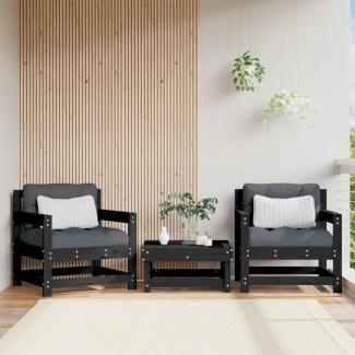 vidaXL Gartenstühle 2 Stk. Schwarz Massivholz Kiefer 825496