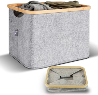 HENNEZ Aufbewahrungskorb 40l kompatibler Korb aus Filz für IKEA KALLAX Regal Box, Korb zur Holz Aufbewahrung klein grau