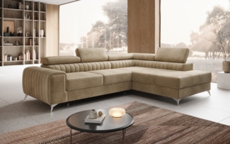 Luxusbetten24 Schlafsofa Designer Sofa Aurea L in Samt, mit Stauraum und Schlaffunktion
