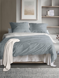 Irisette Wave Mako-Satin Bettwäsche 135x200 Wende blau silber Melange 8557-20