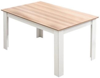 Mondeer Esstisch Esszimmertisch, 138 x 90 x 75cm, Eiche und Weiß