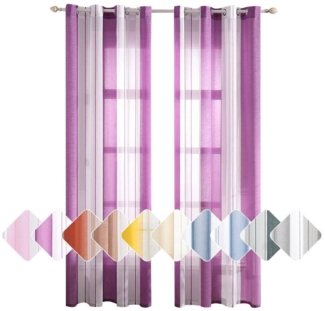 BYSURE Vorhang, Ösen (2 St), halbtransparent, Voile, Streifen Gardine