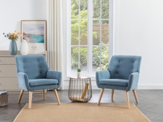 Vente-unique - Sessel - Stoff - Blau - SERINO