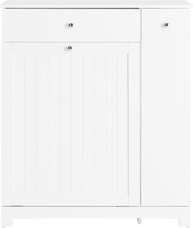 SoBuy BZR214-W Wäscheschrank, MDF, Lackiert, Weiß, 78 x 90 x 38 cm