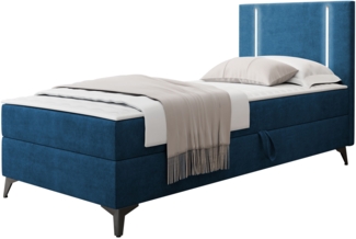 Boxspringbett Ono 1 mit LED-Beleuchtung und Bettkasten (Farbe: Manila 26, Seite: Rechts, Größe: 90 x 200 cm)