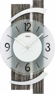 AMS Wanduhr W9547 (Quarzuhr,Holz,Wohnzimmer,Esszimmer,Küche,Arbeitszimmer,Büro,Flur)