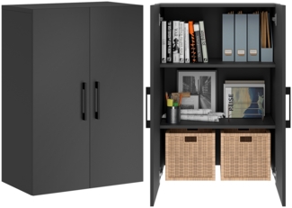 Bellamio 'Apol' Mehrzweckschrank, anthrazitschwarz, 88x33x60 cm, kleiner Aktenschrank mit 3 Fächern