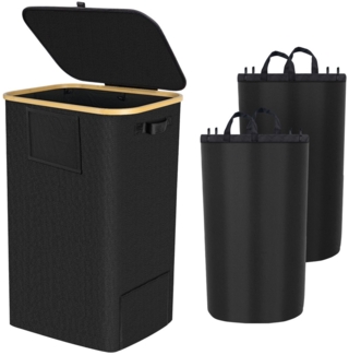 ElitVita Wäschekorb 150 L Faltbar Wäschesammler mit Deckel, 2 fächer, schmal, mit Griff (1 St), mit 2 herausnehmbarem Wäschesack, für Bad Schlafzimmer Schmutzwäsche