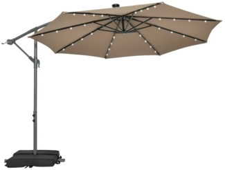 COSTWAY Sonnenschirm Gartenschirm, mit Ständer, 40 Solar LED Leuchten